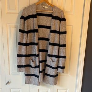 Madewell Gray and Black Striped Cardigan